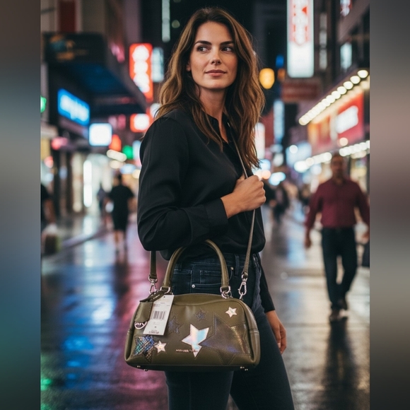 Michael Kors Olive Star-Embellished Women's Bag - Picture 2 of 10